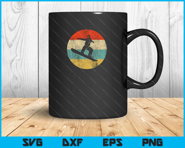 Snowboard - Vintage Retro Snowboarder Svg Cortando archivos imprimibles