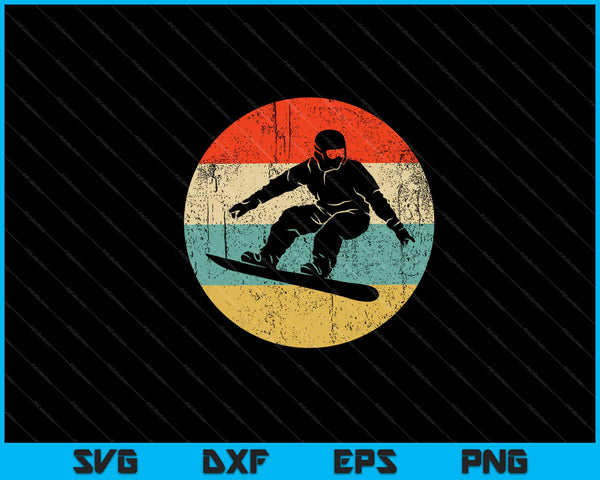 Snowboard Vintage Retro Snowboarder Svg Cortando Archivos Imprimibles