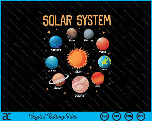 Sistema Solar Planetas Ciencia Espacio SVG PNG Cortando Archivos Imprimibles