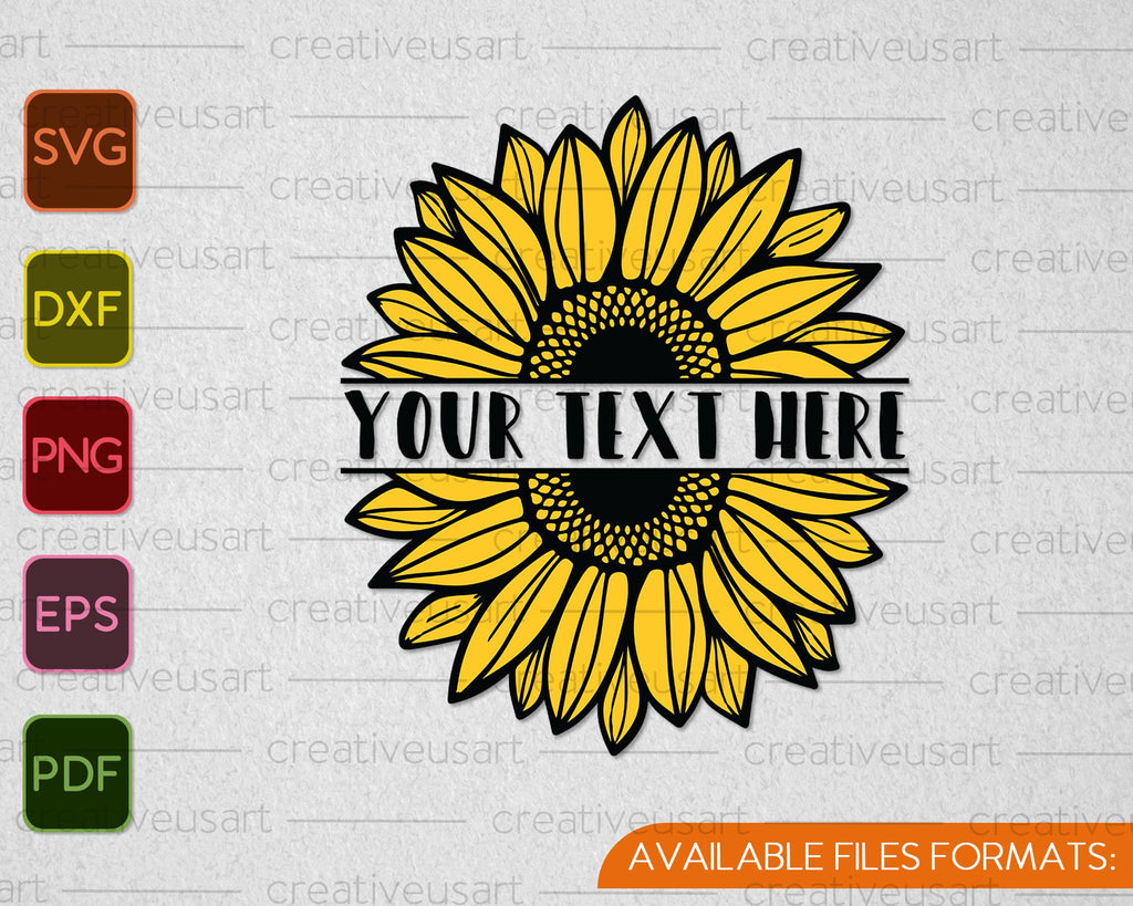 Split Sunflower Floral SVG PNG Cutting Printable Files – creativeusarts