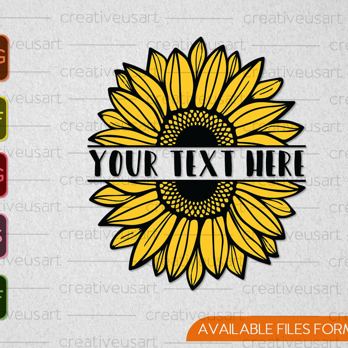 Split Sunflower Floral SVG PNG Cutting Printable Files