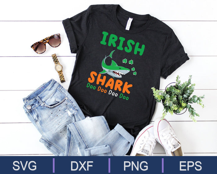 St Patricks Day Shirt Kids Toddler Women Men Irish Shark SVG PNG Cutting Printable Files