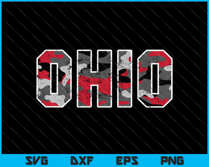 State of Ohio Ohioan Trendy Distressed Camo SVG PNG Cutting Printable Files