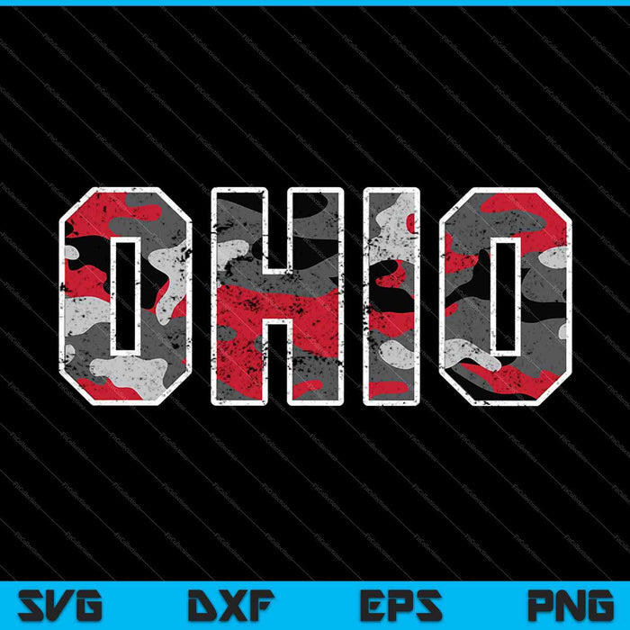 State of Ohio Ohioan Trendy Distressed Camo SVG PNG Cutting Printable Files