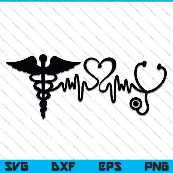 Stethoscope Heartbeat SVG PNG Cutting Printable Files
