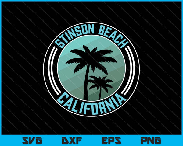 Stinson Beach California Retro SVG PNG Cortar archivos imprimibles