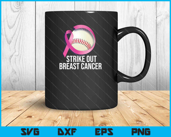 Strike Out Breast Cancer Awareness Baseball Pink SVG PNG Cutting Printable Files