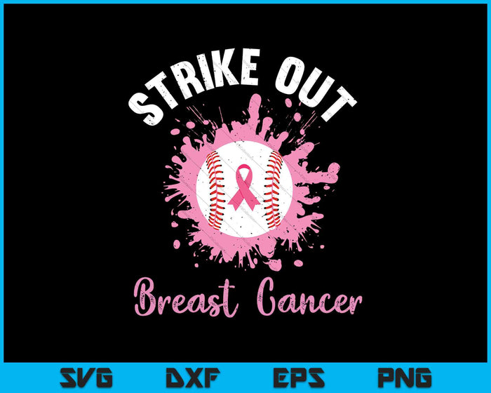 Strike Out Breast Cancer Awareness Baseball Pink Ribbon SVG PNG Cutting Printable Files