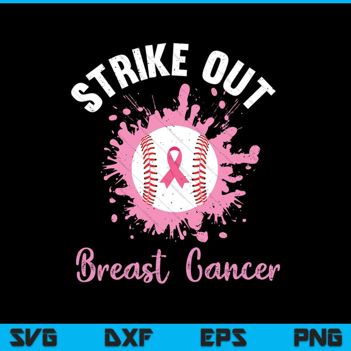Strike Out Concientización sobre el cáncer de mama Béisbol Cinta rosa SVG PNG Cortar archivos imprimibles