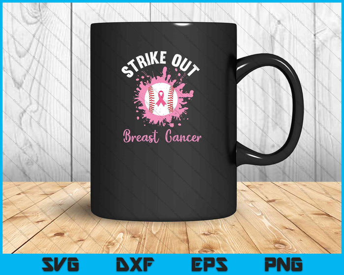 Strike Out Breast Cancer Awareness Baseball Pink Ribbon SVG PNG Cutting Printable Files