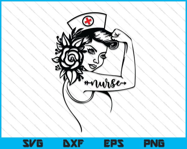 Sterke verpleegster leven SVG PNG snijden afdrukbare bestanden