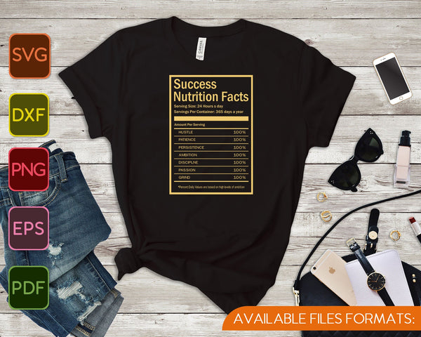 Success Nutritional Facts Label SVG PNG Cutting Printable Files - on a t-shirt
