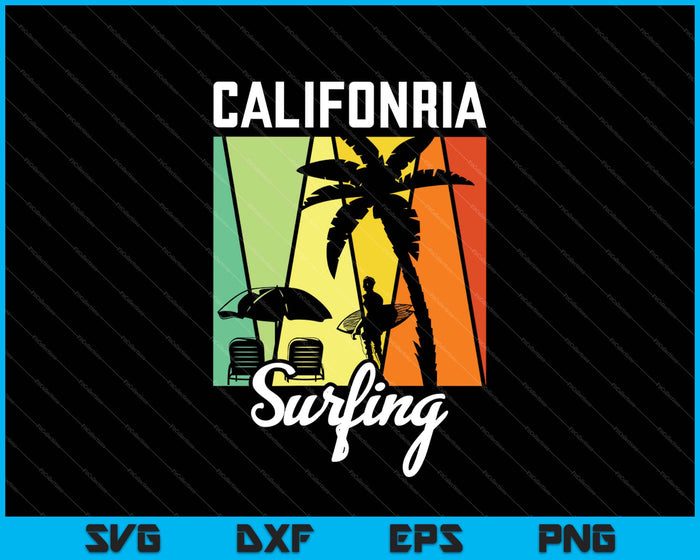 Summer Paradise California Surfing SVG PNG Cutting Printable Files