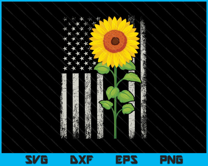 Sunflower American Flag for 4th July Svg Cutting Printable Files