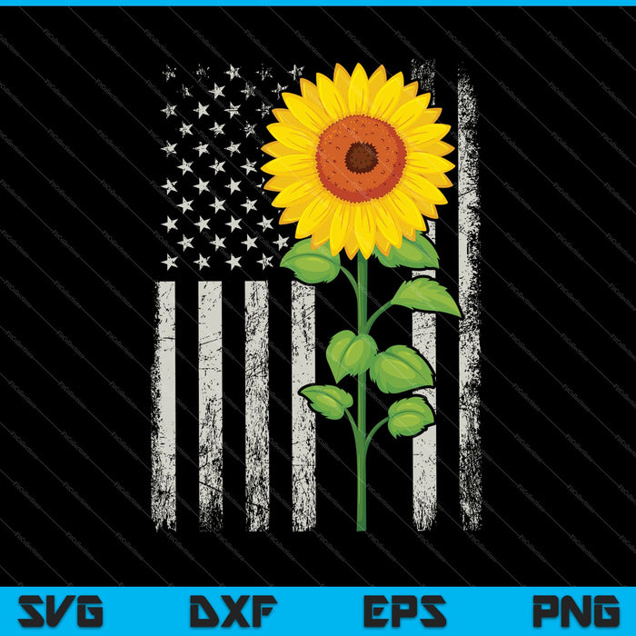 Bandera americana de girasol para archivos imprimibles de corte SVG del 4 de julio