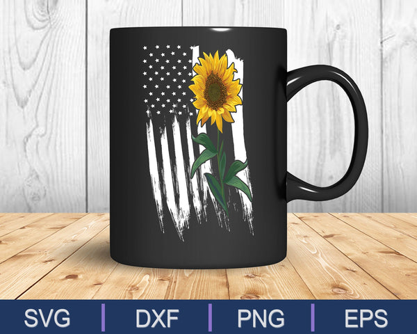 Bandera americana de girasol 4 de julio SVG PNG cortando archivos imprimibles - on a t-shirt