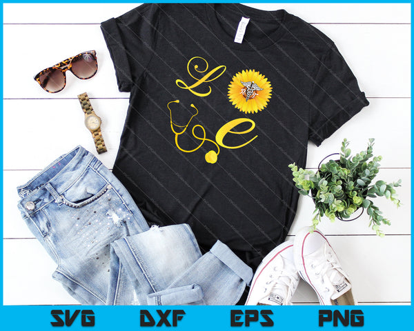 Sunflower Love Flower Nurse Proud Respiratory Therapist Gift Svg Cutting Printable Files - on a t-shirt