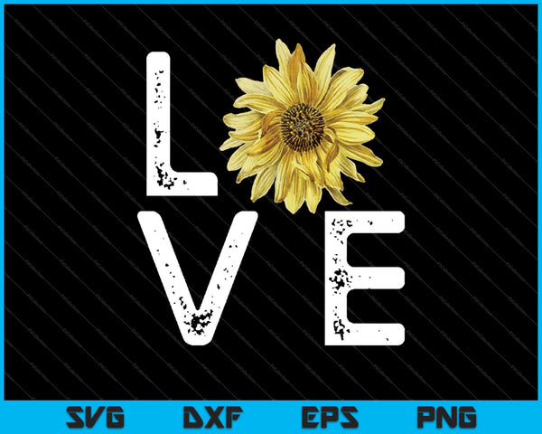 Sunflower Love Shirt Vintage Hippie Flower Nurse Mom SVG PNG Cutting Printable Files