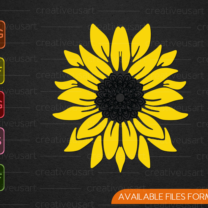 Sunflower Mandala SVG PNG Cutting Printable Files