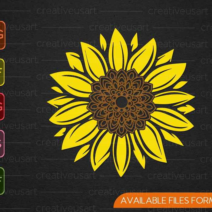 Mandala Girasol SVG PNG Cortar archivos imprimibles