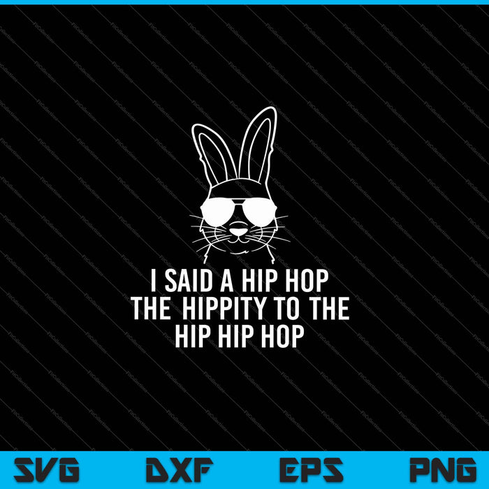 Sunglass Bunny Hip Hop Hippity Paascadeau SVG PNG Snijden afdrukbare bestanden