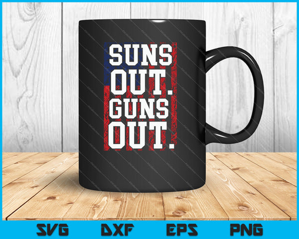 Suns Out Guns Out 4 de julio Bandera de EE. UU. SVG PNG Cortando archivos imprimibles