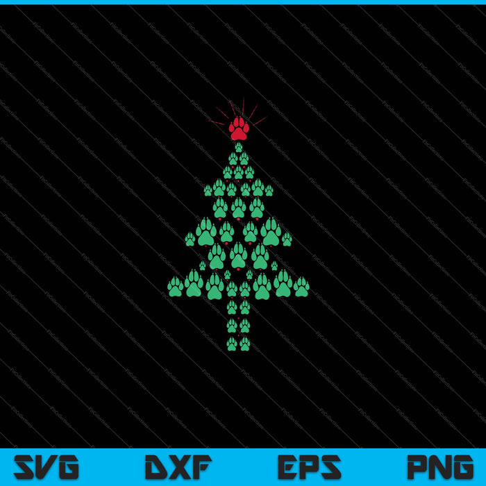 Super lindo perro patas imprimir árbol de Navidad SVG PNG cortar archivos imprimibles