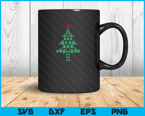 Super lindo perro patas imprimir árbol de Navidad SVG PNG cortar archivos imprimibles