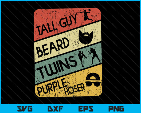 Tall Guy Beard Twins paarse Hoser SVG PNG snijden afdrukbare bestanden