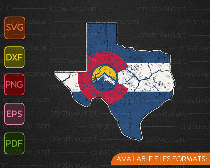 Texas Colorado Flag SVG PNG Cutting Printable Files