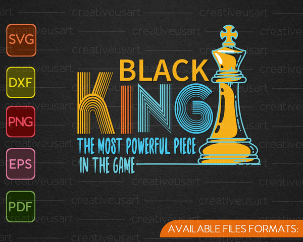 Het krachtigste stuk in het spel Black King Chess SVG PNG snijden afdrukbare bestanden
