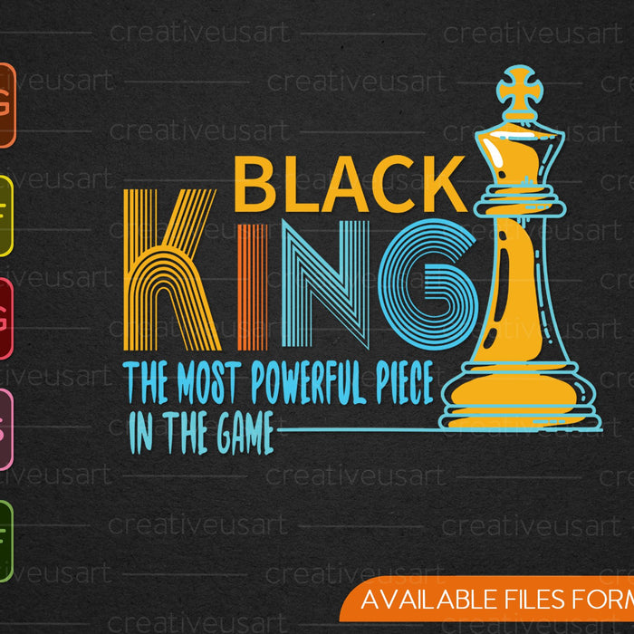 Het krachtigste stuk in het spel Black King Chess SVG PNG snijden afdrukbare bestanden