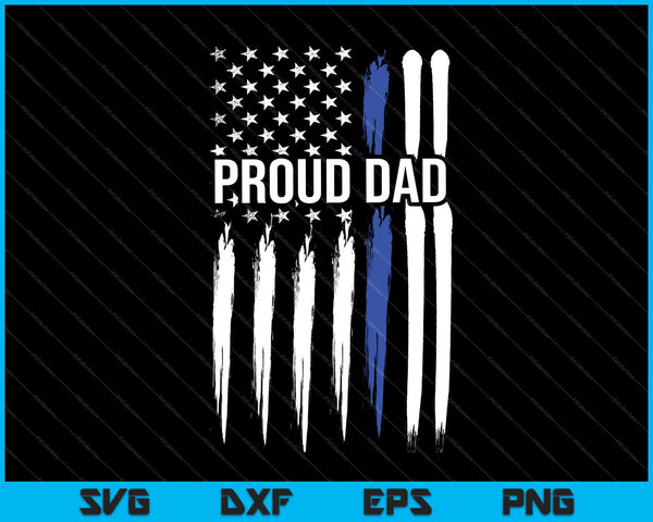 Delgada línea azul orgulloso papá policía familia SVG PNG cortando archivos imprimibles