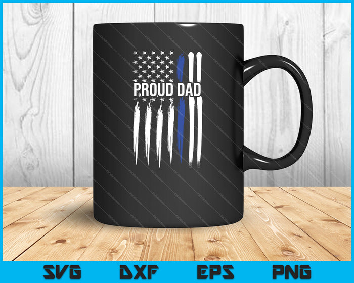 Delgada línea azul orgulloso papá policía familia SVG PNG cortando archivos imprimibles