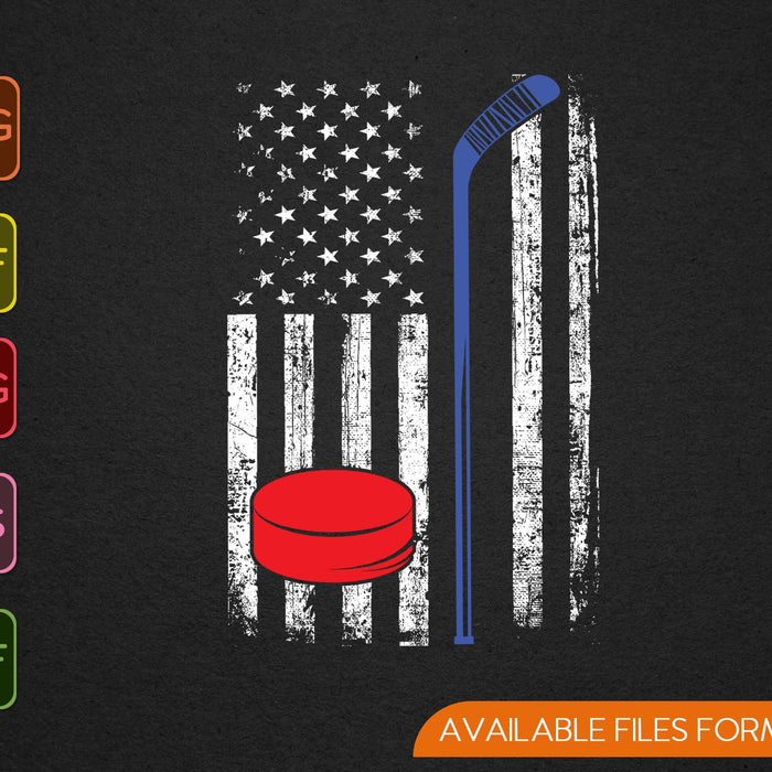 Delgada línea azul EE.UU. Bandera americana Policía Familia Hockey SVG PNG Cortar archivos imprimibles