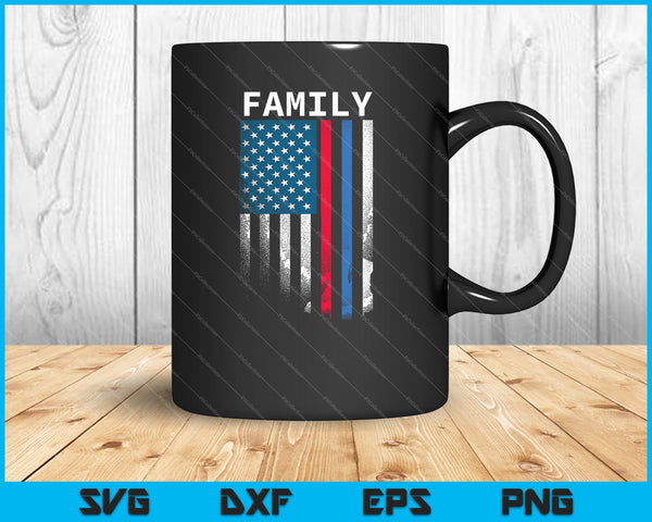 Thin Red Blue Line Flag Patriotic Support Police Firefighter SVG PNG Printable Files