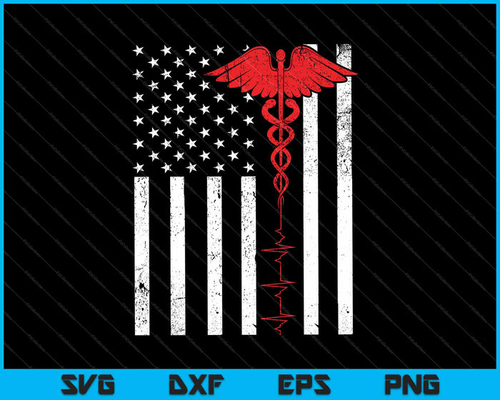 Thin Red Line Caduceus American Flag SVG PNG EPS Cutting Printable Files
