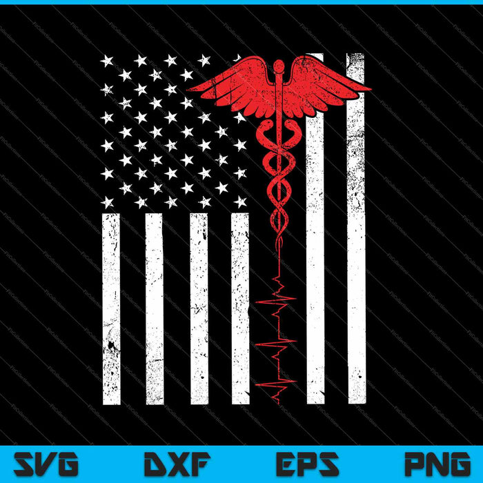 Delgada línea roja Caduceo Bandera Americana SVG PNG EPS Cortar archivos imprimibles