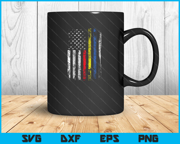 Thin Red Yellow Blue Line Emergency Services Flag SVG PNG Cutting Printable Files