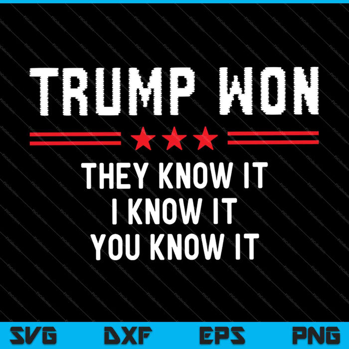 Trump Won They Know It I Know It You Know It SVG PNG Cutting Printable Files