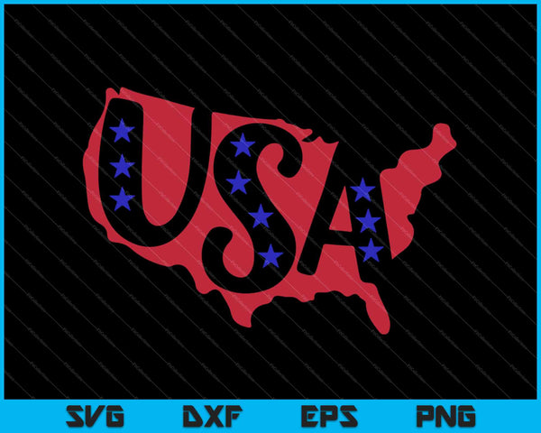 Mapa de EE.UU. 4 de julio SVG PNG Cortar archivos imprimibles