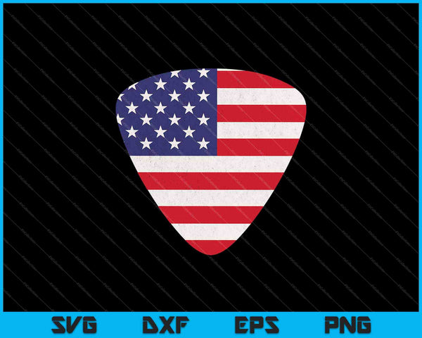 Bandera de EE.UU. Guitarra Músico Arte Gráfico Guitarrista Pick SVG PNG Cortar archivos imprimibles