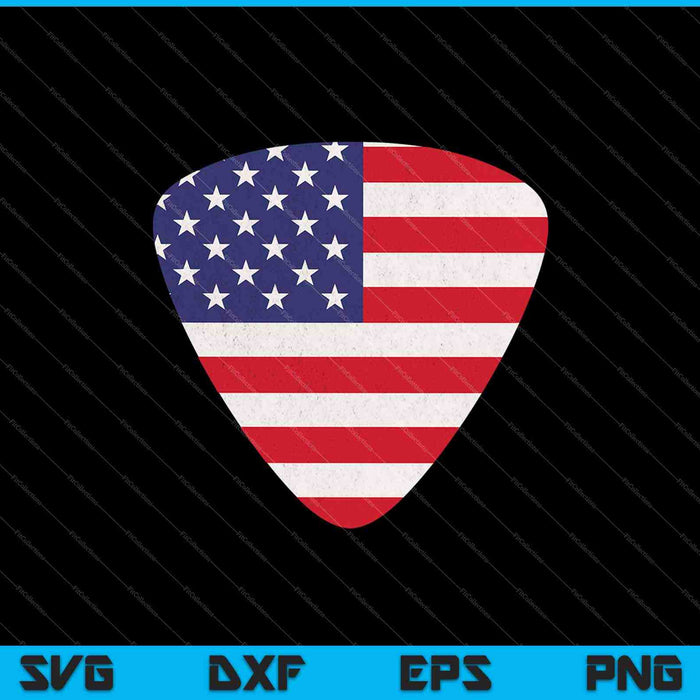 USA Flag Guitar Musician Graphic Art Guitarist Pick SVG PNG Cutting Printable Files