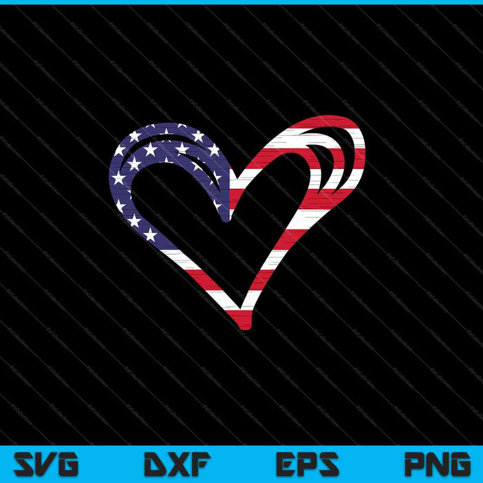 USA Flag Heart American Patriotic Memorial Day SVG PNG Cutting Printable Files