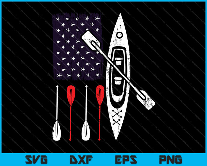 Bandera de EE.UU. Kayak Paddle Divertido 4 de julio SVG PNG Cortando archivos imprimibles