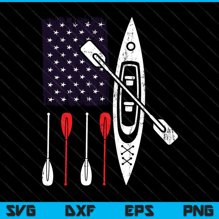USA Flag Kayak Paddle Funny 4th Of July SVG PNG Cutting Printable Files