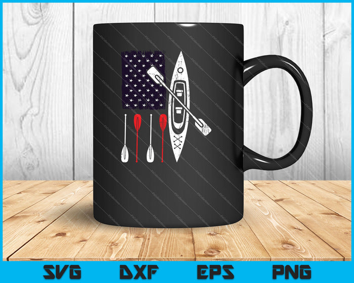 Bandera de EE.UU. Kayak Paddle Divertido 4 de julio SVG PNG Cortando archivos imprimibles