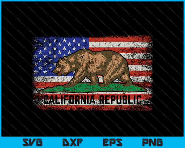 Bandera de EE.UU. y California SVG PNG cortando archivos imprimibles