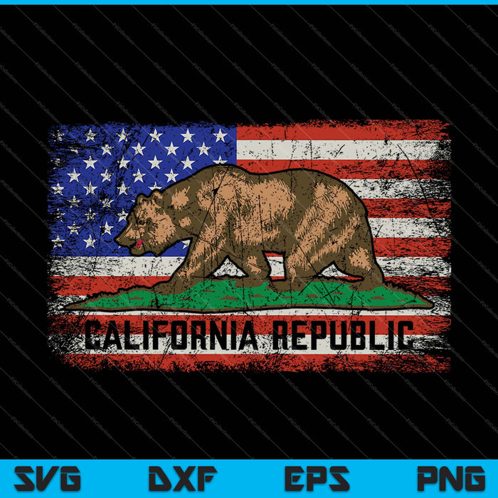 USA and California Flag SVG PNG Cutting Printable Files