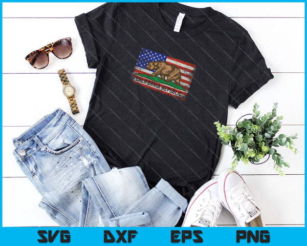 USA and California Flag SVG PNG Cutting Printable Files - on a t-shirt